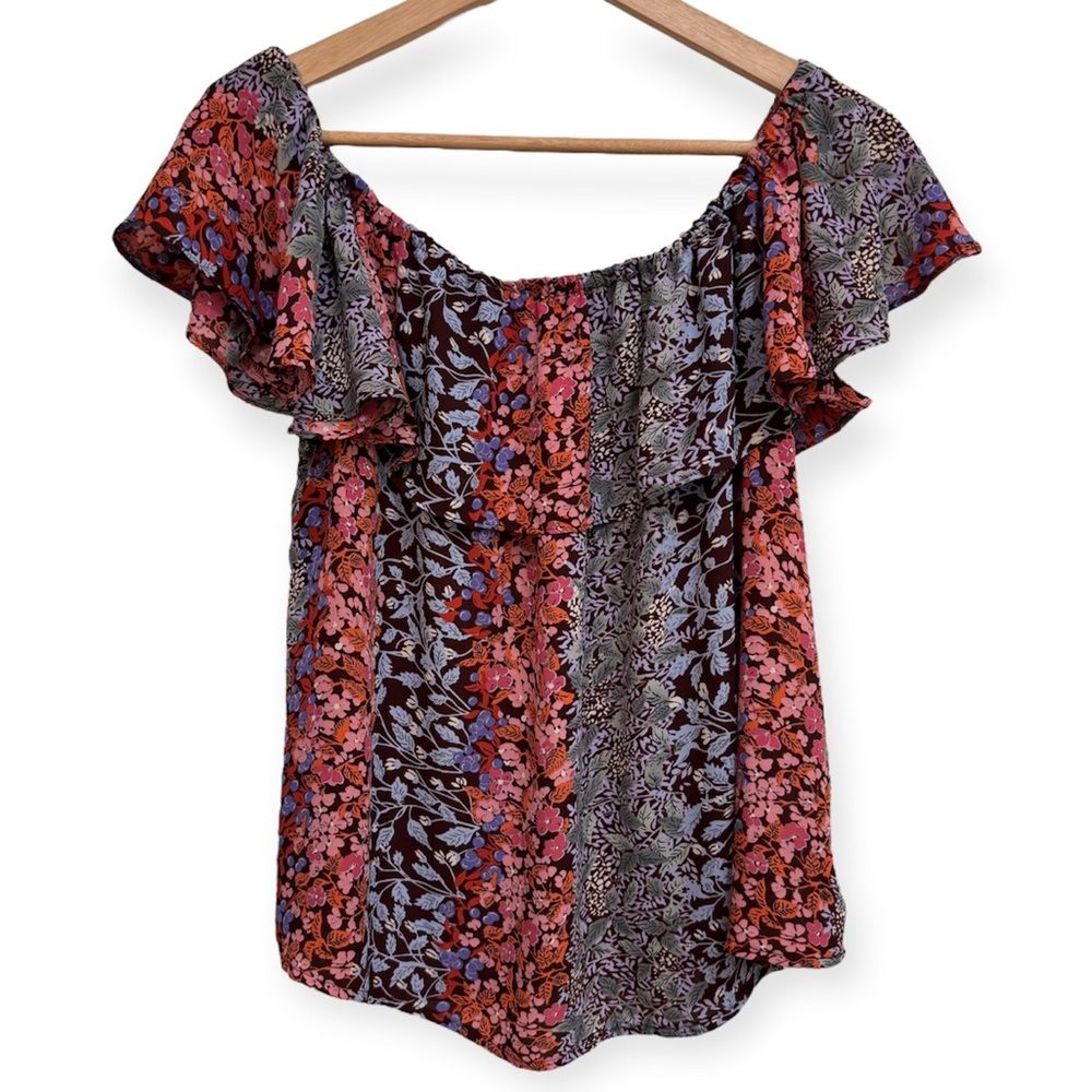 Maeve Anthropologie Ruffle Mixed‎ Floral Print Top Small